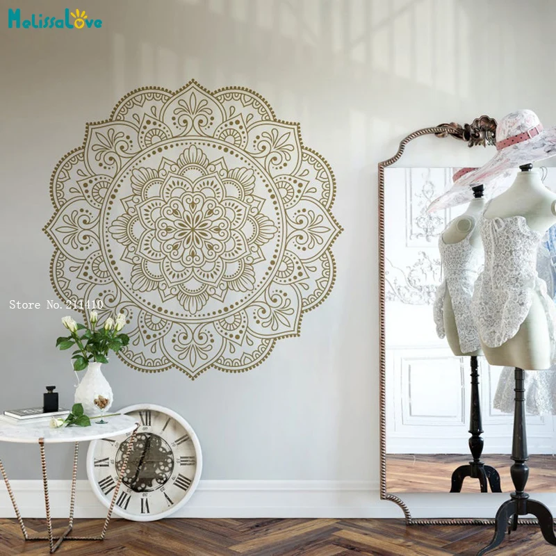 Gold Mandala Wall Sticker Bohemian Home Decoration Decal Spheres  Meditation Living Studio Décor Removable YT4986A