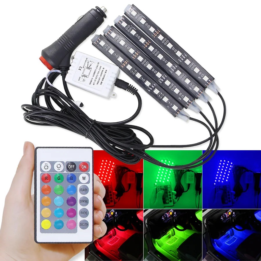 

Auto LED Strip Lights RGB Remote 12V For Car Goods Car Accessories Bora Alfa 159 Lighting Renault Sport Bmw F40 Lamp Ambient