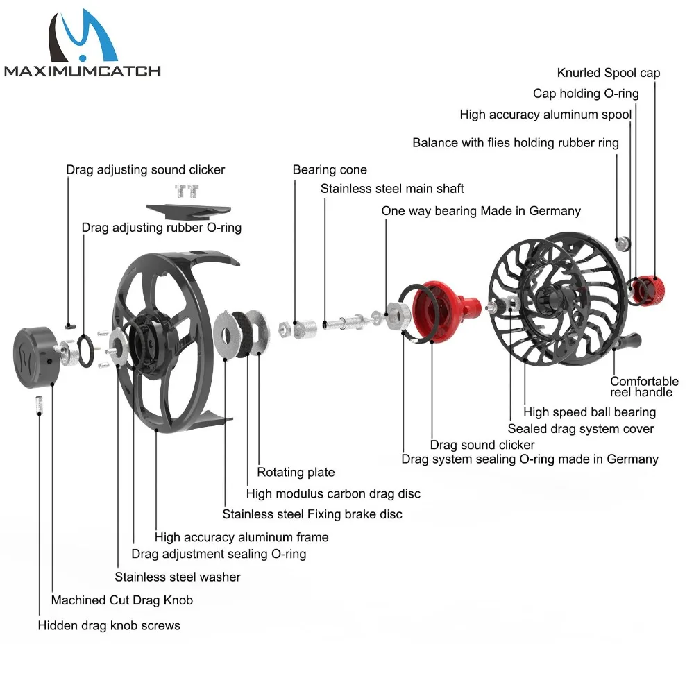 Maximumcatch SPARTA 100% Sealed Waterproof Fly Fishing Reel Saltwater 3-10WT 6061 T6 Aluminum Fly Reel and Spool