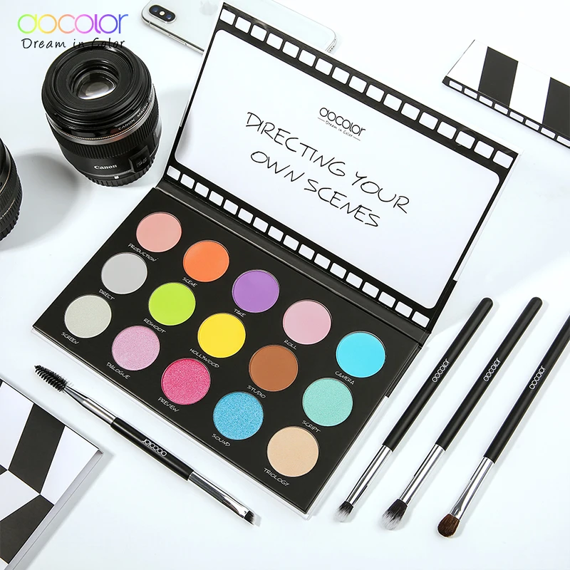 Docolor Eyeshadow Palette 15 Colors Eye Shadow Palette Pigmented Mattes Shimmer Waterproof Palette With 4Pcs Eye Makeup Brushes