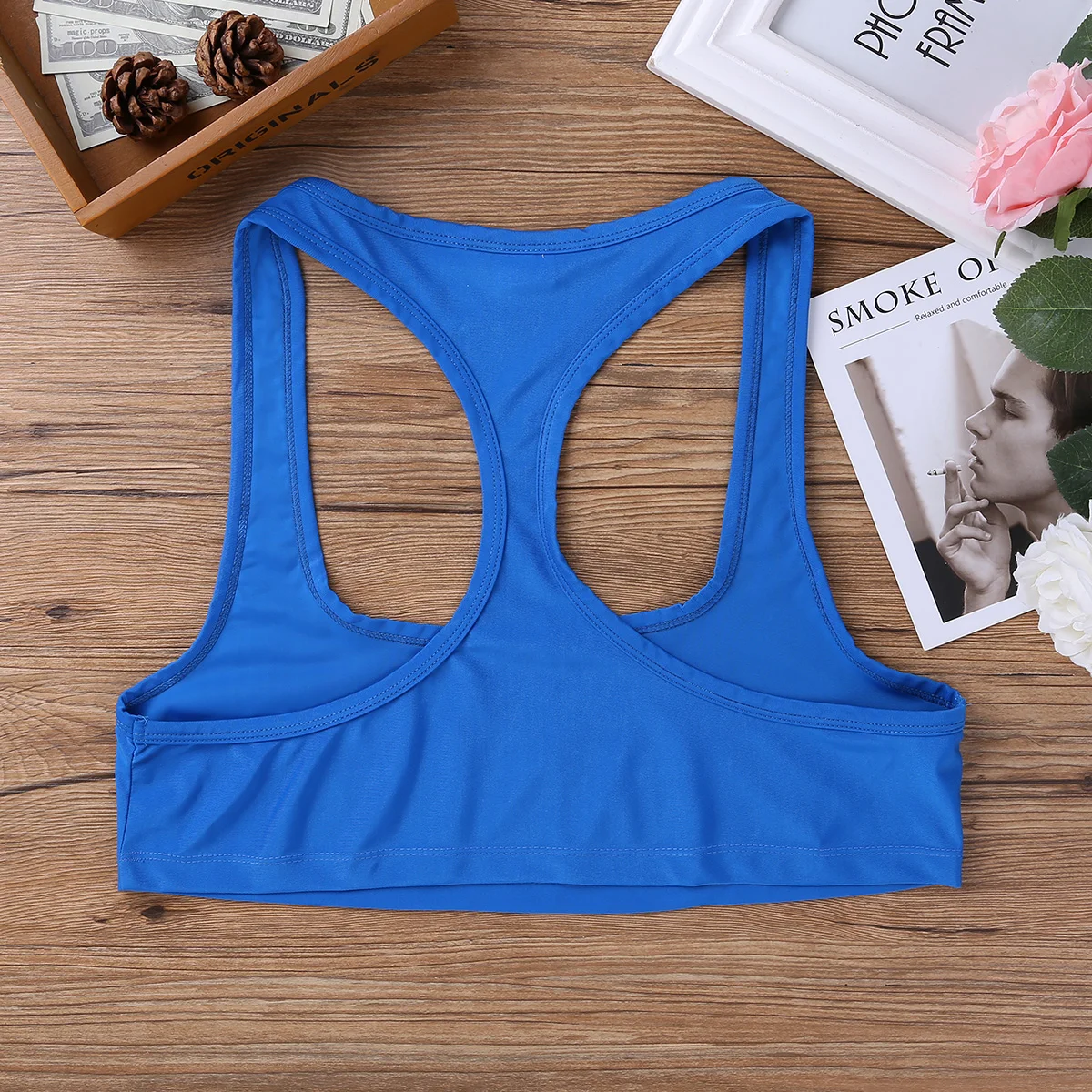 U neckline Vest Tee T-shirts Mens Half For Tank Top Male Clothing Sleeveless Y Back Muscle Clubwear Stage Costume Crop Tops