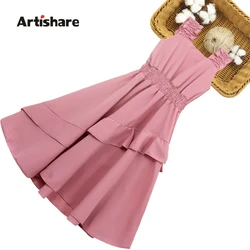 Dress For Girls Solid Color Dress For Girl Casual Style Kids Dresses Summer Girls Clothing 6 8 10 12 14