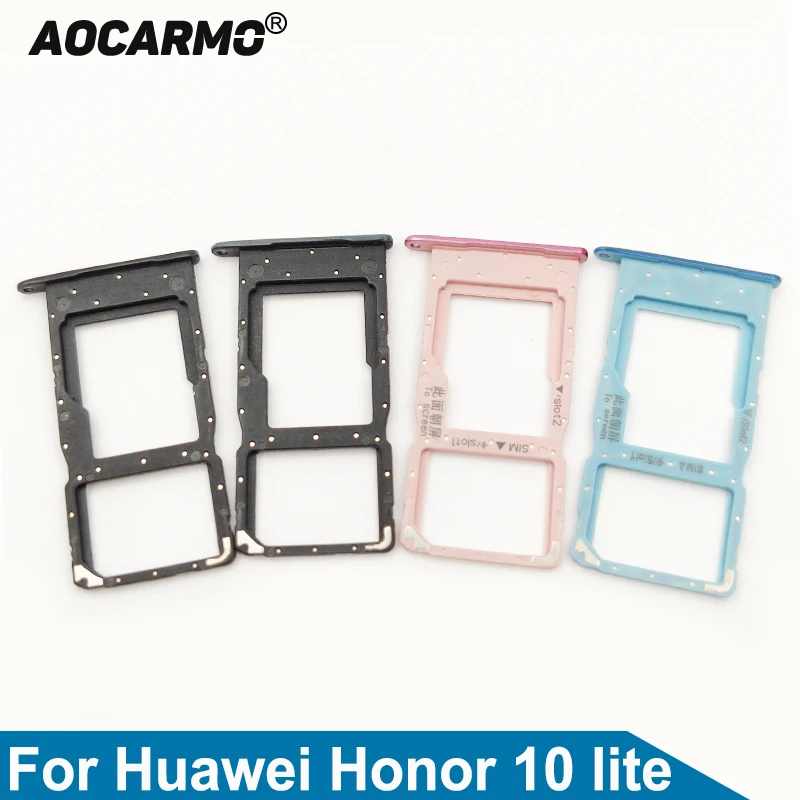 Aocarmo SD MicroSD Holder Nano Sim Card Tray Slot For Huawei p smart (2019) / Honor 10 lite POT-LX3 POT-LX1 POT-LX2J