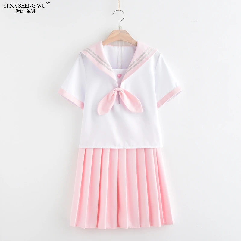 Sakura Light Pink Japanese School Uniform Skirt JK Uniform Class Uniforms Sailor Suit College Wind Suit Female Students Uniforms