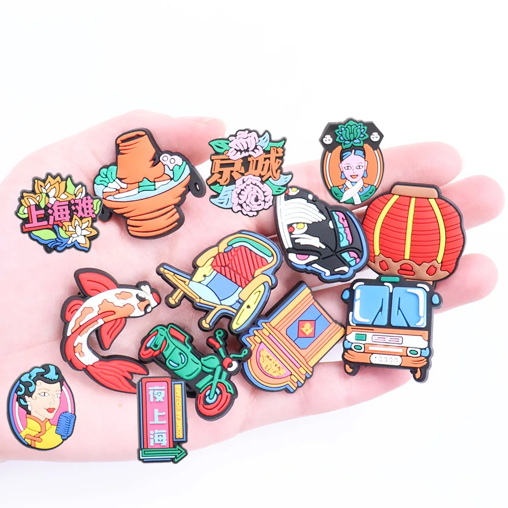 1PCS China Classical Lantern Carp Shoes Charms Accessories Buckle Clog Shoe Decorations DIY Wristbands Kids Party Gift