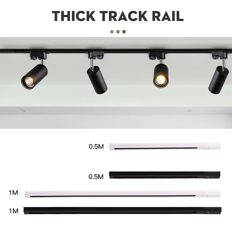 Imagem -03 - Alumínio Led Track Light Rail Fase Sistema de Dois Fios Conectores t Preto e Branco Holofotes Universais 05 m 1m