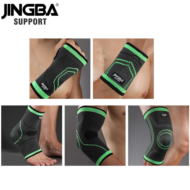 JINGBA SUPPORT 1PCS Football Ankle support protector+Basketball knee pads Elbow brace support +Wristband boxing hand wraps