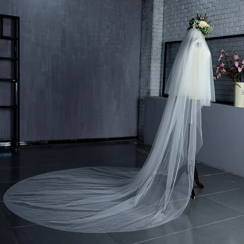 NZUK – voile de mariée en Tulle à une ou deux couches, Long, avec peigne, accessoires de mariage