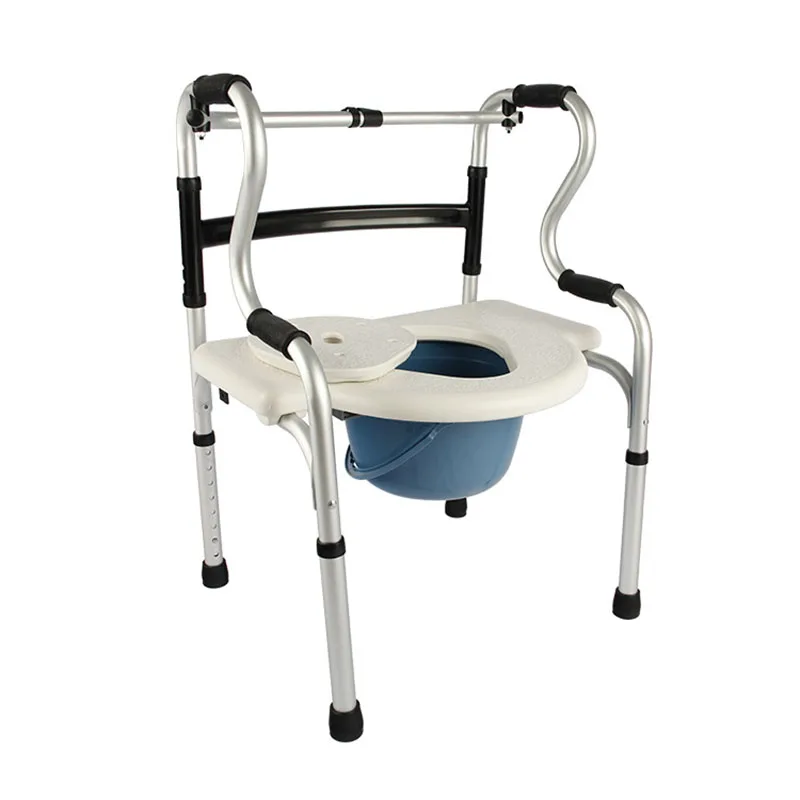 

Commode Chair Aluminum Alloy Collapsible Rehabilitation Aid Compressive Portable Rubber Armrest Height Adjustable Bath Stool