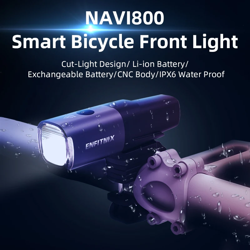 New Enfitnix Navi800 Usb Rechargeable Road Mountain Bike Light Smart Headlights Smart Headlights 800 Lumens Long Life Time