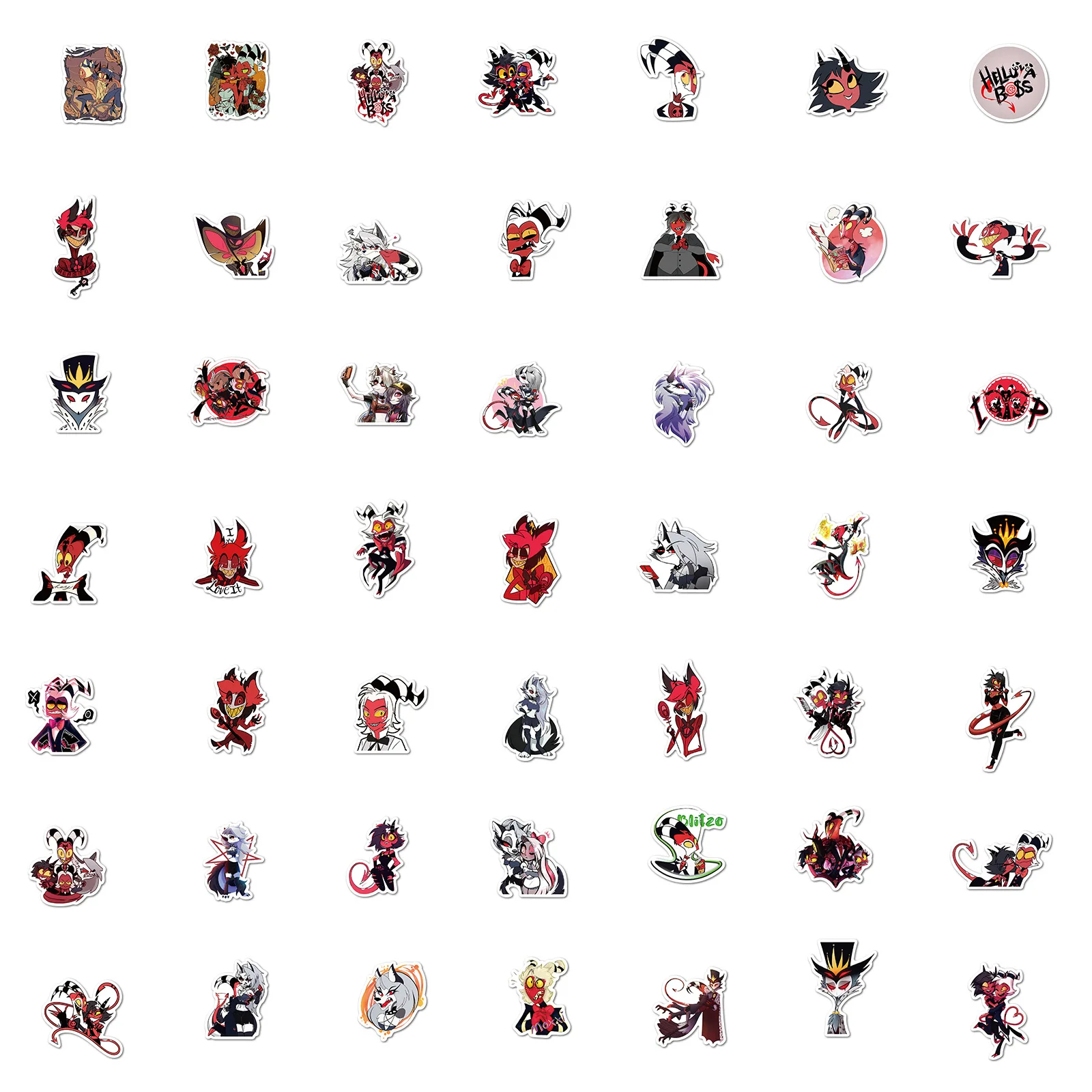 10/50/100Pcs Helluva Boss Anime Stickers Sticker Laptop Suitcase Skateboard Guitar Phone Car Cartoon Stickers Decals Gift Toy