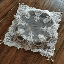 Best European Lace Embroidery Bead Pendant Square Placemat Coaster Balcony Bedroom Coffee Table Fruit Tray Mat Wedding Decor