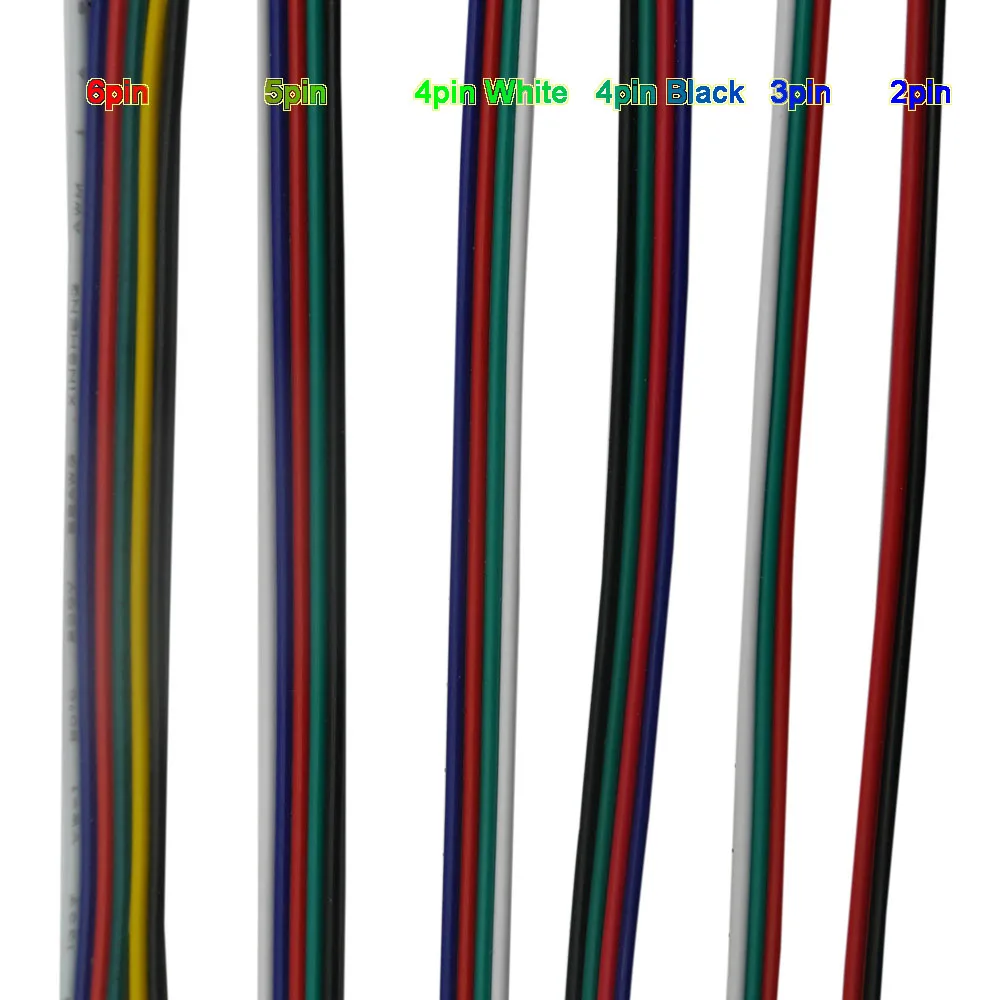 5~10 meters 2pin 3pin 4pin 5Pin 6pin 22 AWG Extension Electric Wire Cable Led Connector For 5050 WS2812 RGBW RGB CCT LED Stirp