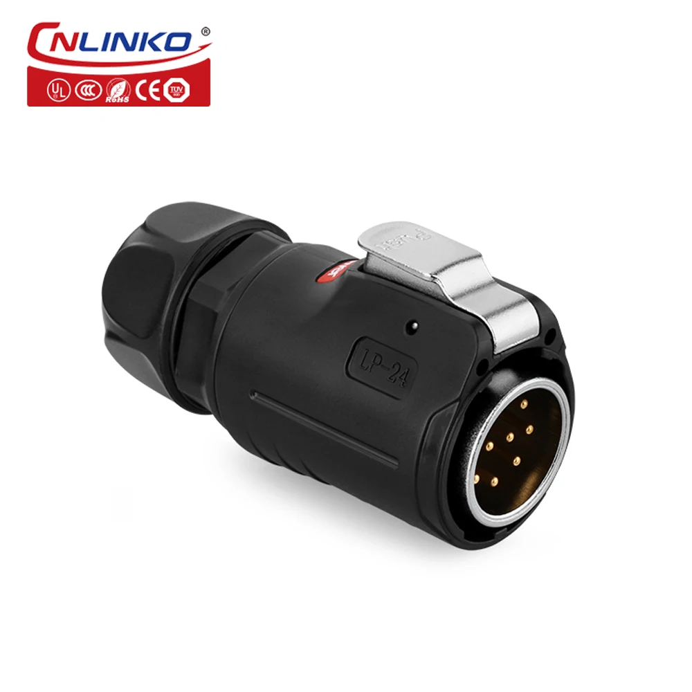 CNLINKO M24 PBT Plastic 10 12 19 24 Pin Outdoor Multi Core AC DC IP68 Waterproof Connector Power Signal Male Female Wire Adapter