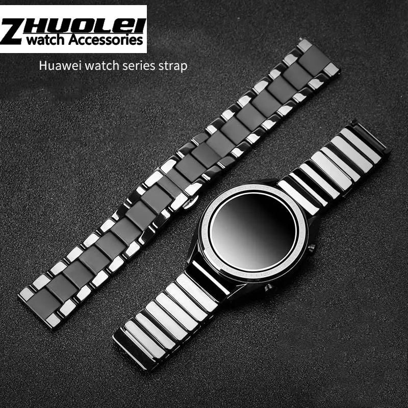 ceramics watchband for Huawei GT2 GT strap glory magic dream with metal ceramic smart sports watch watch2 Pro bracelet  42 / 46m