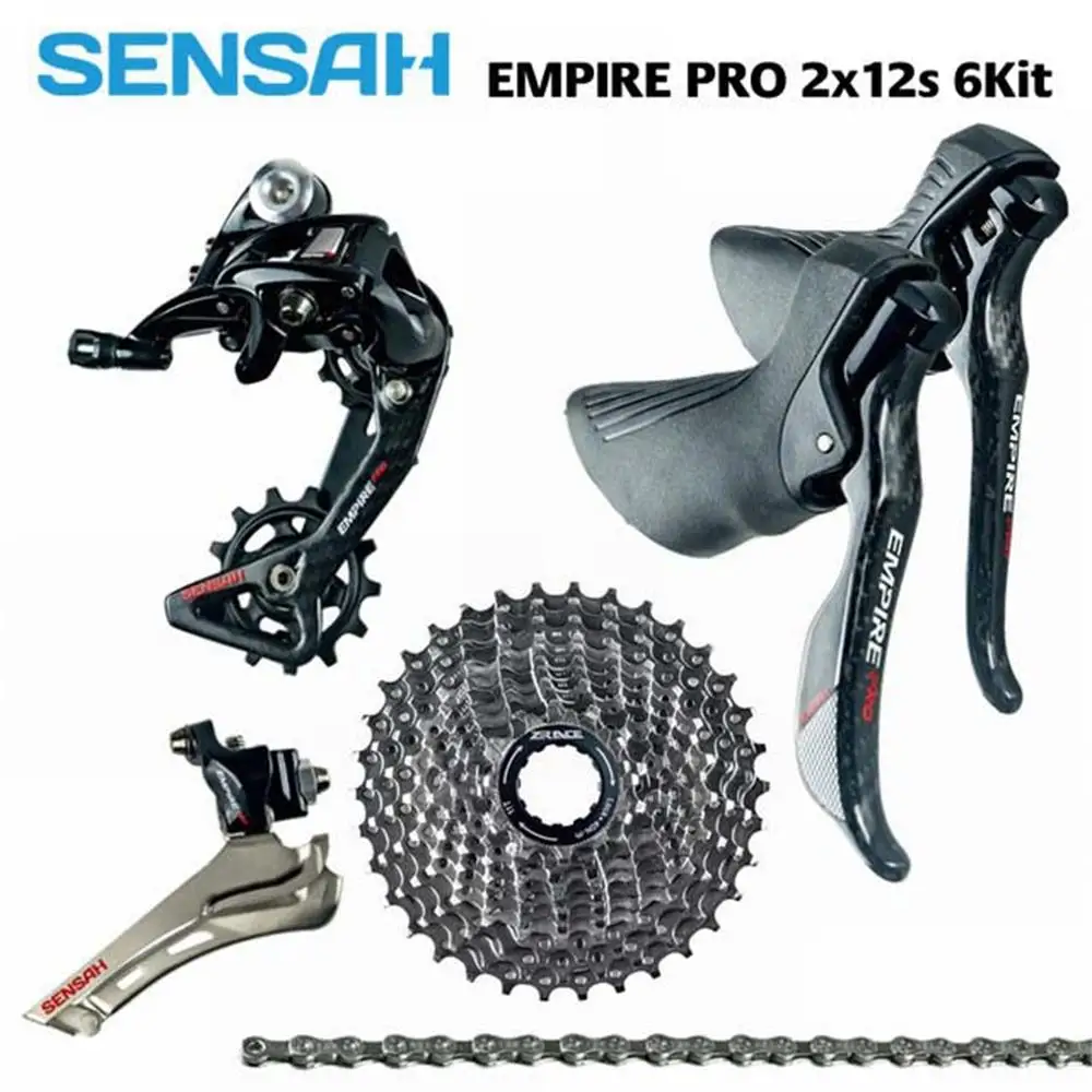 

НОВЫЙ SENSAH EMPIRE PRO, 8 комплектов, углеродное волокно, 12 скоростей, 24 с, дорожный групповой набор, R/L переключатель + R/F переключатели + кассета ZRACE/цепьны/тормоз