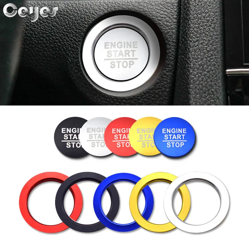 Ceyes 1pc Car Engine Ignition Start Stop Push Button Cover Ring Accessories Stickers Fit For Honda Civic Accord Odyssey Styling