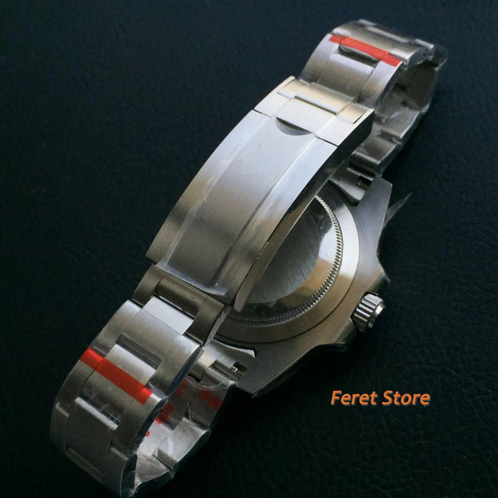 BLIGER New 40mm Men's Top Luxury Mechanical Watch White Dial Sapphire Glass Metal Bezel Date Window Orange GMT Automatic Watch image 5