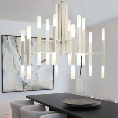 

Nordic postmodern LED art villa chandelier living room lobby restaurant gold chandelier creative personality tube lights