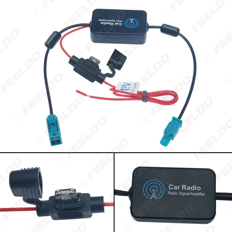 FEELDO 1Set 12V Car Radio Aerial Antenna Signal Booster Amplifier For Car With FAKRA II Connector  #AM1051