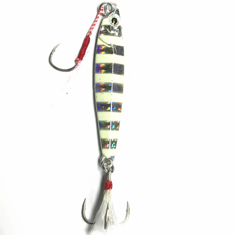 Glow Jigging Fishing Lure 30g/40g/60g/80g Sea Bass Artificial Baits Shore Cast Metal Jig