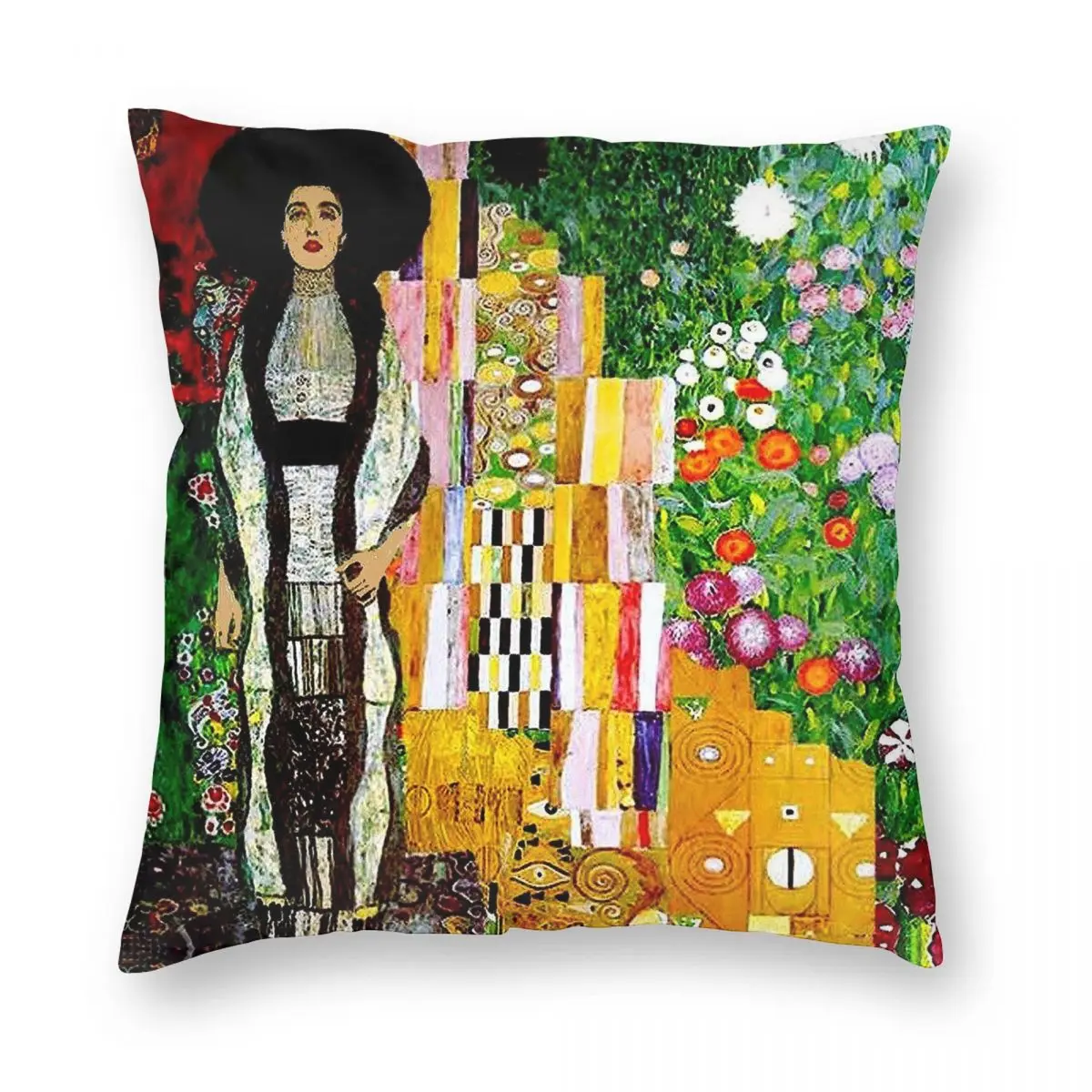 Gustav Klimt Vintage 1917 Adele Bloch Bauer Square Pillowcase Polyester Linen Velvet Zip Decor Pillow Case Home Cushion Cover