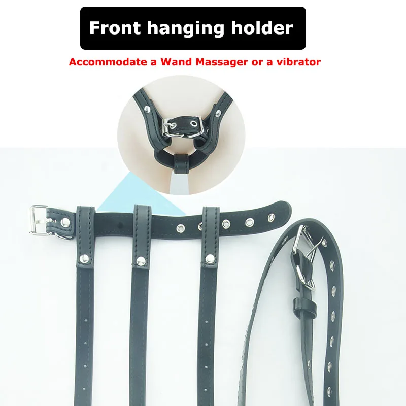 BDSM Chastity Forced Orgasm Belt For Vibrator,Leather Bondage Strap-on Harness,Strapon Magic Wand Massager,Sex Toys For Women