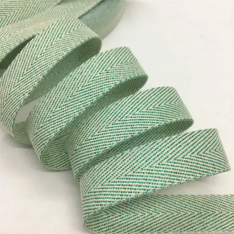 25 Items Gold Lurex Twill Webbing Cotton Ribbon 1.6cm 5Yards For Gift Floral Packing Handmade Craft Christmas Wedding Party Deco