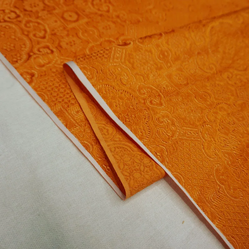 Orange jacquard brocade damask fabric for Cheongsam coat curtain table cloth sofa cushion upholstery patchwork DIY cloth