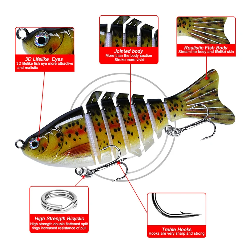 YUCONG 1PC Sinking Wobblers Fishing Lure 10cm-15g Jointed Swimbait 7 Segments leurre Artificial Hard Bait Wobbler duro cebo Isca