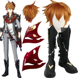 Game Genshin Impact Cosplay Tartaglia Ajax shoes Tartaglia Cosplay Tartaglia Cosplay 30cm Short Halloween Christmas Brown Wigs