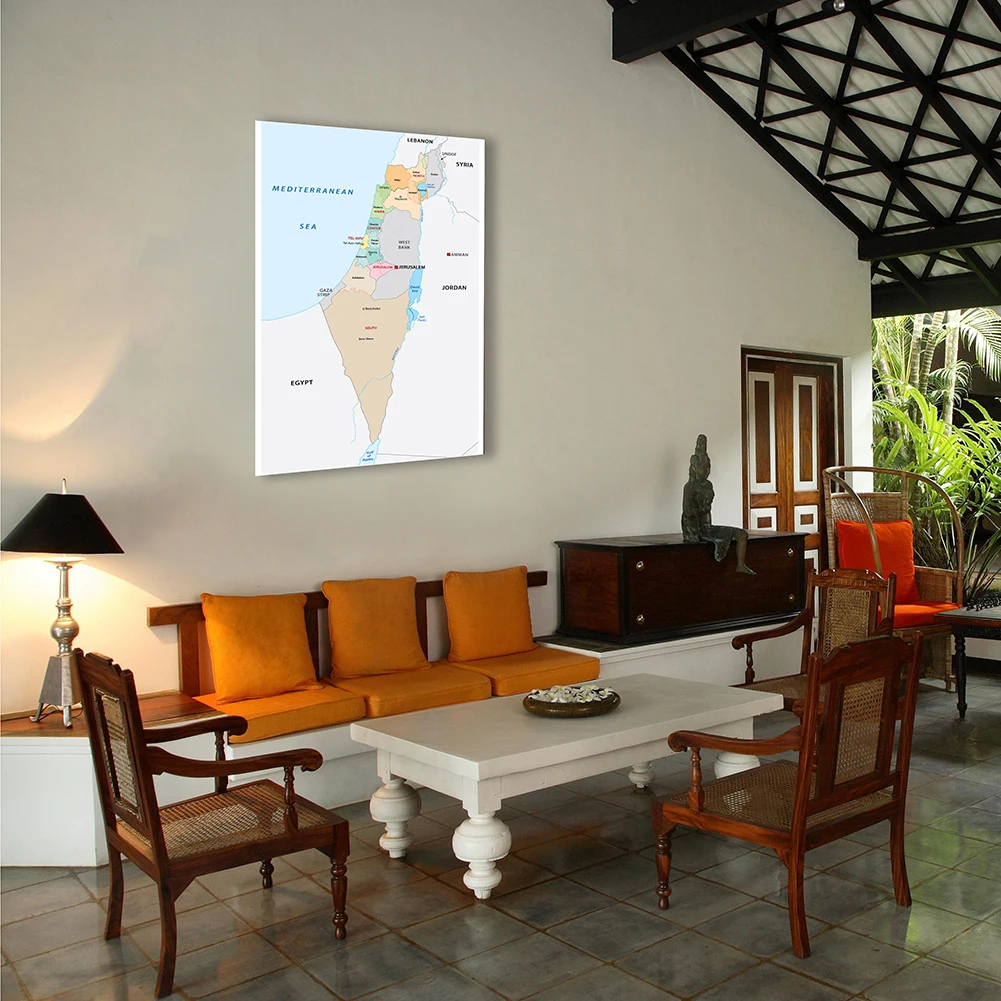 100*150 cm o mapa político de israel grande cartaz da parede não-tecido lona pintura sala de aula casa decoração material escolar