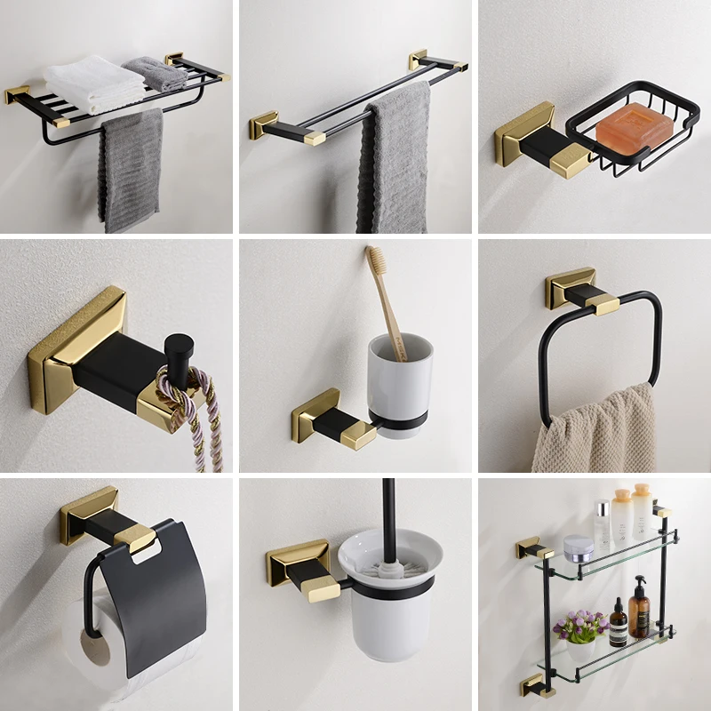 

Black / White Rose gold brass bathroom Bathroom hardware Accessory set Complete set or collocation purchase