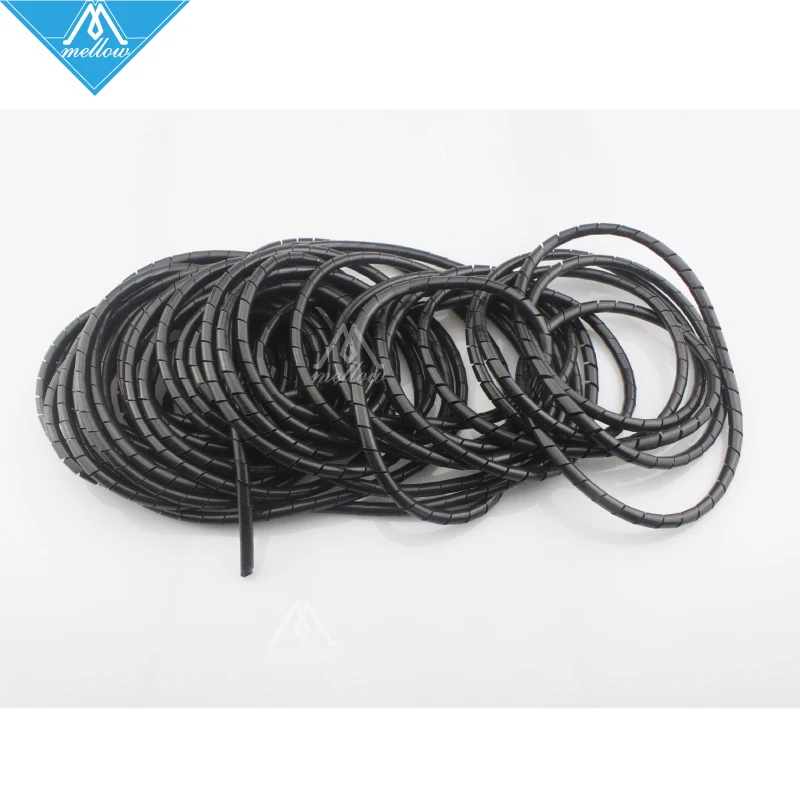 Stampante 3D RepRap ritardante di fiamma 15M lunghezza ID 6mm avvolgimento a spirale nero custodia per cavi manicotti per cavi avvolgimento per tubi