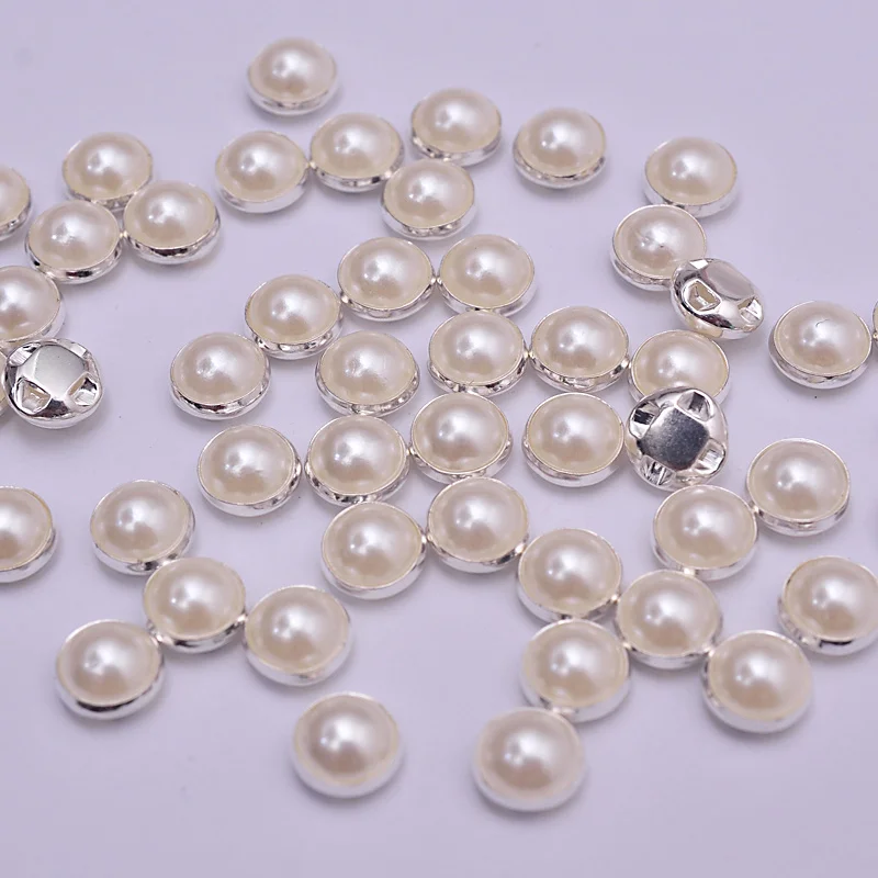 Ivory color Silver/Golden Base ABS Pearl Sewing DIY Garment Dress jewelry Round Beads 6mm/7mm/8mm/10mm