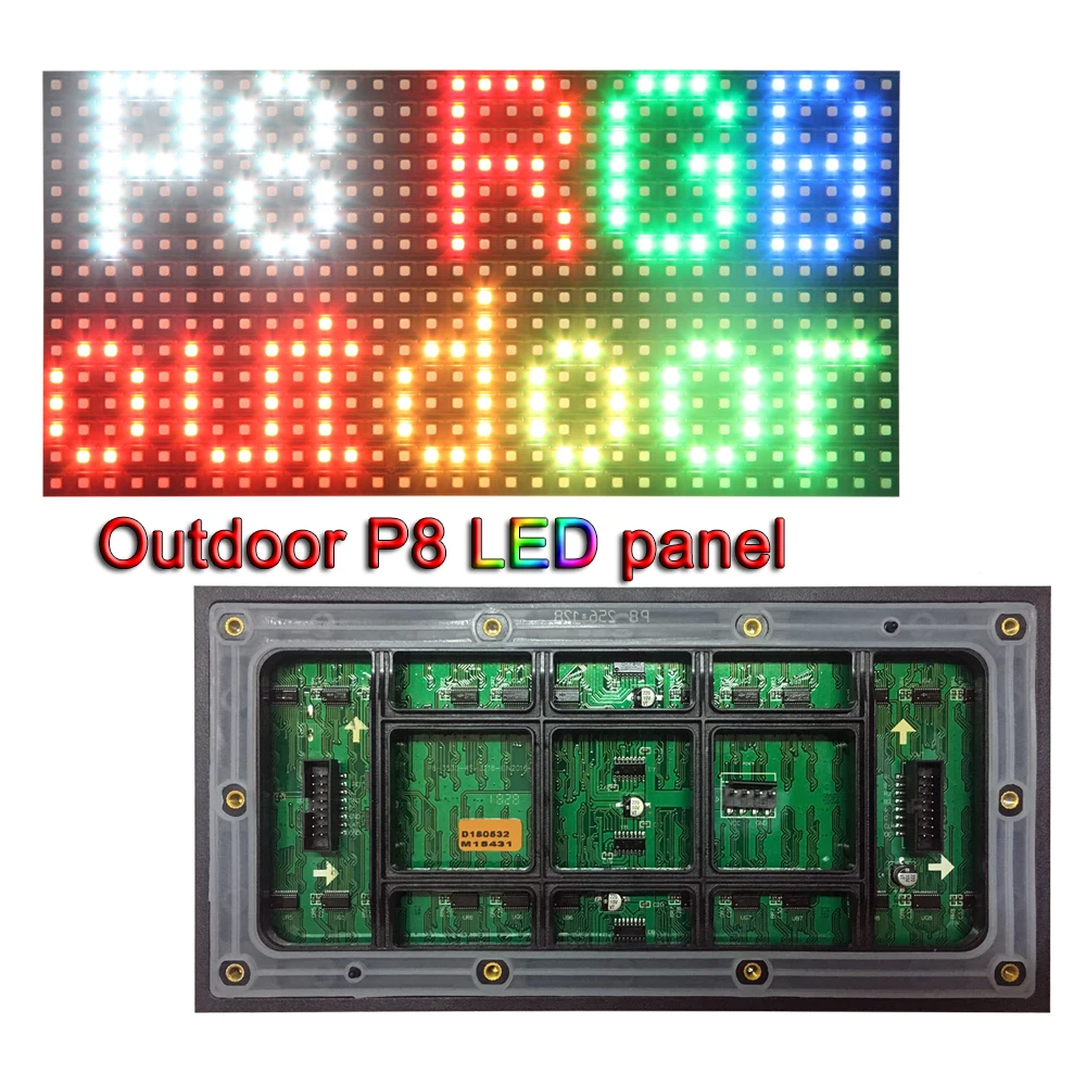 Outdoor Full Color P8 LED Display Module,RGB LED Panel 32*16 Pixel 256*128mm,LED Signs, Full-Color Video Wall Modules.