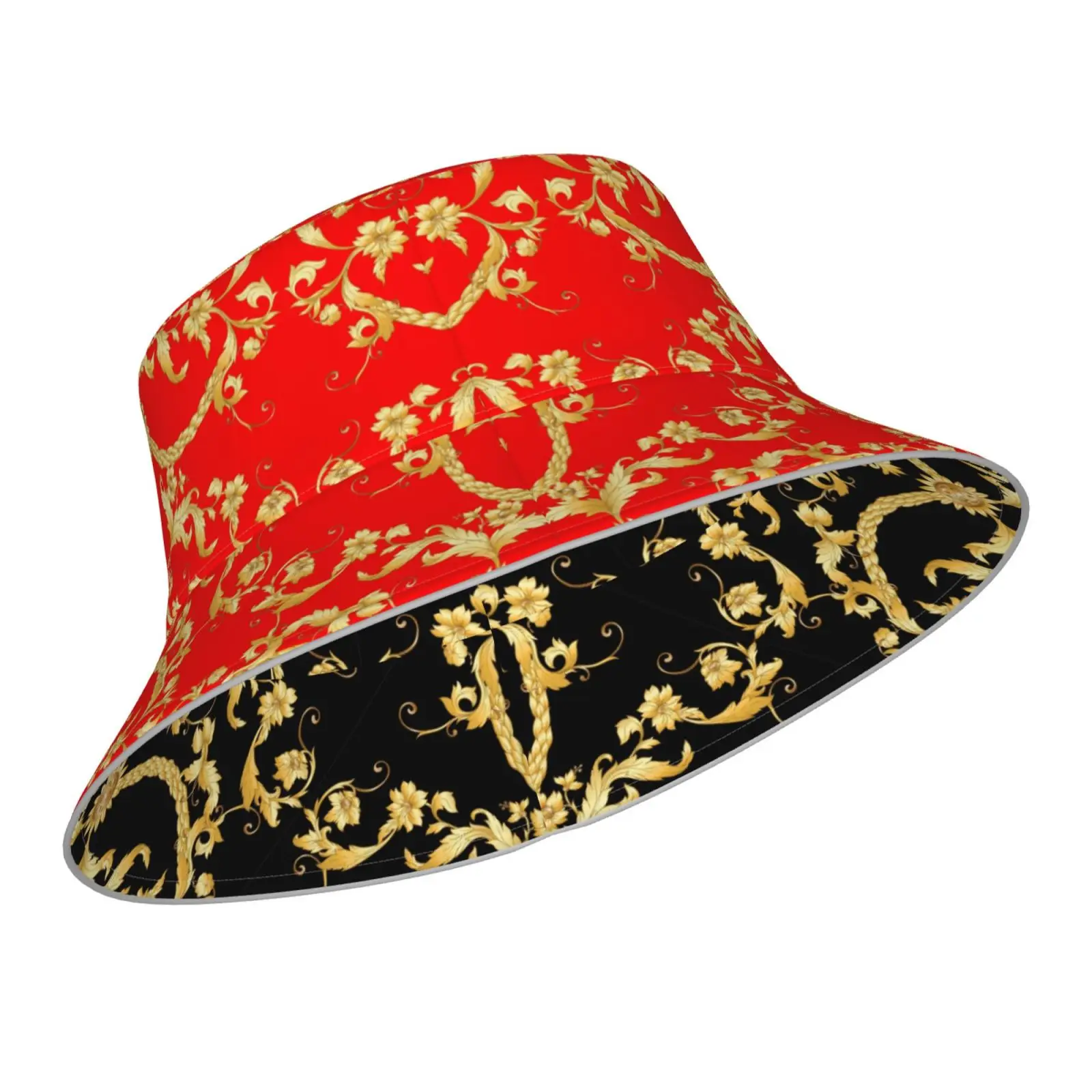 

NOISYDESIGNS Fishing Hat Reversible Wearing 3D European Flower Pattern Travel Folding Hats Night Reflect Light Fisherman's Hat