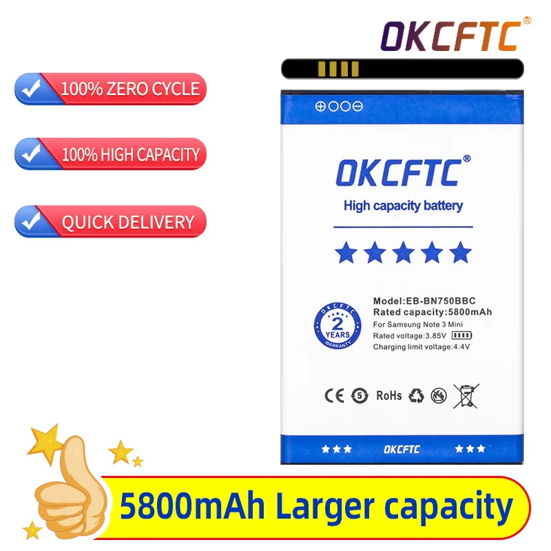 

Orginal EB-BN750BBC EB-BN750BBE 5800mAh Battery For Samsung Galaxy Note 3 Neo N750 N7505 N7502 N7500Q N7506V N7508V E510