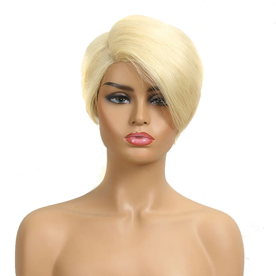 Trueme-Pixie Cut Bob Peruca de Cabelo Humano para Mulheres, Ombre, Loira 613, Roxo, Vermelho, Remy, Brasileiro, L Part, Lace Wig