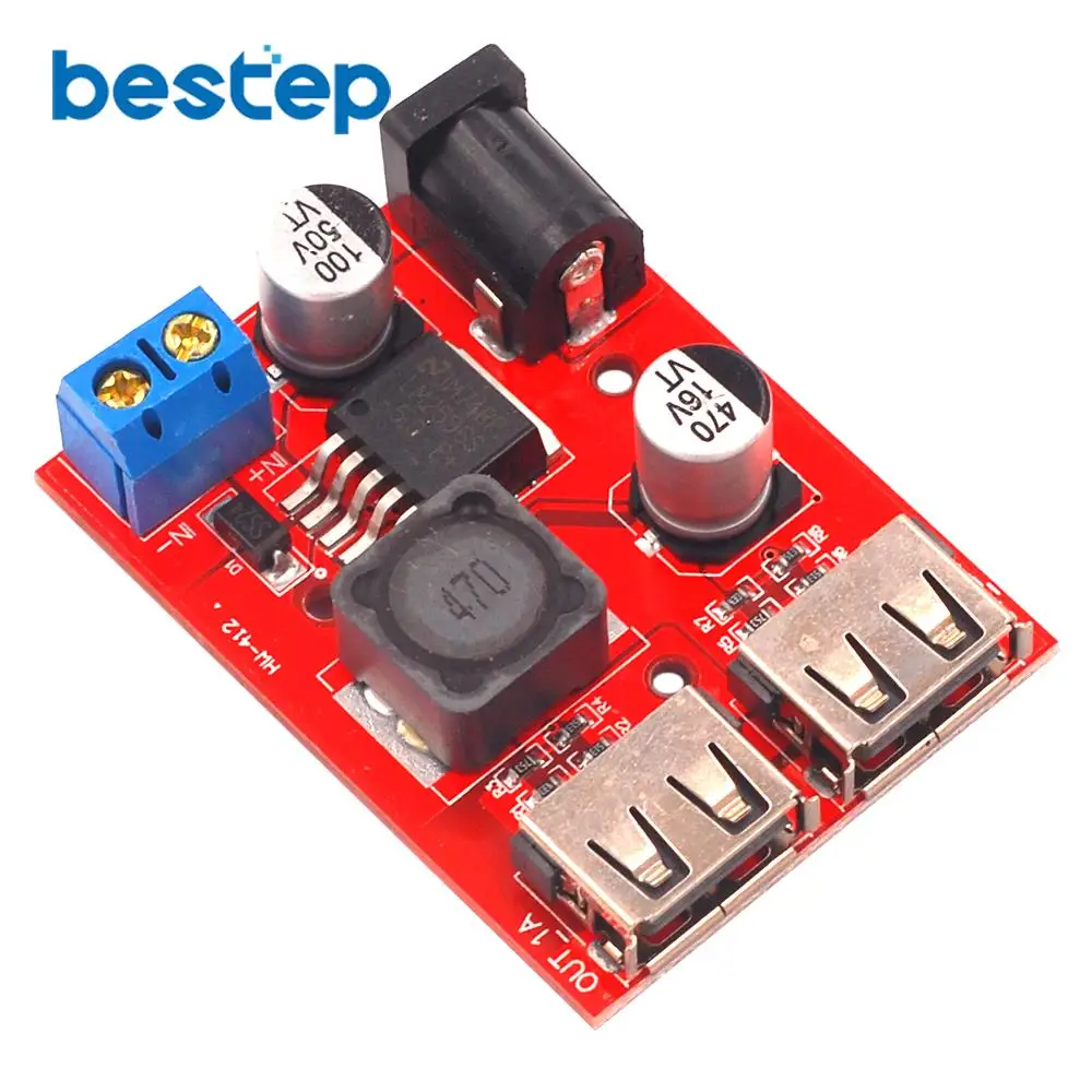 LM2596 LM2596S Dual USB DC-DC 9V 12V 24V 36V to 5V 3A Step Down Buck Converter Board Car Charger Solar Power Supply Module