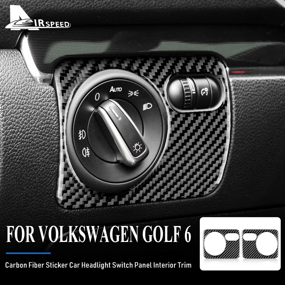 Real Soft Carbon Fiber for Volkswagen VW Golf 6 2008 2009 2010 2011 2012 2013 R MK6 Scirocco 2009-2016 Headlight Switch Interior