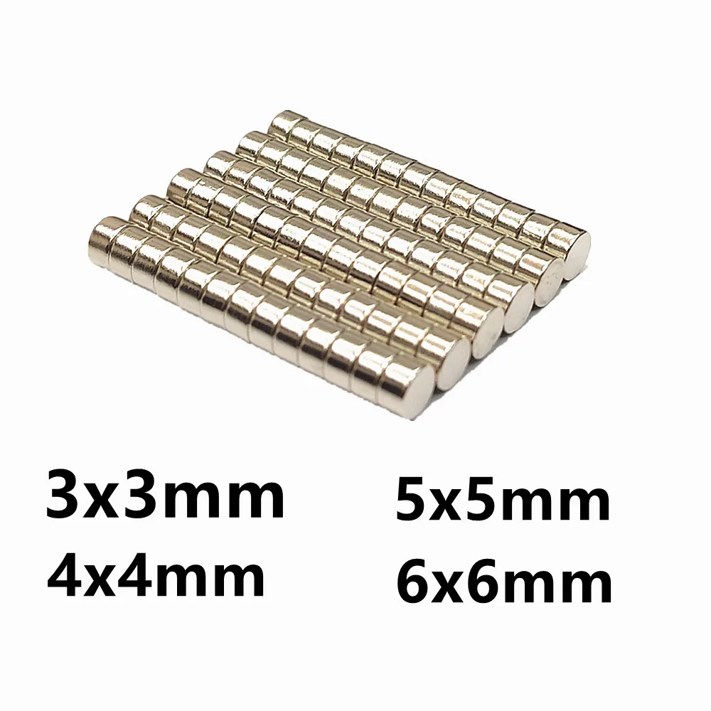 10 50 100PCS/LOT NdFeB Magnet 3*3 4*4 5*5 6*6 N35 Disc MAGNETS 3x3 4x4 5x5 6x6 For Round Speaker Magnetic Material 3mm 4mm 5mm