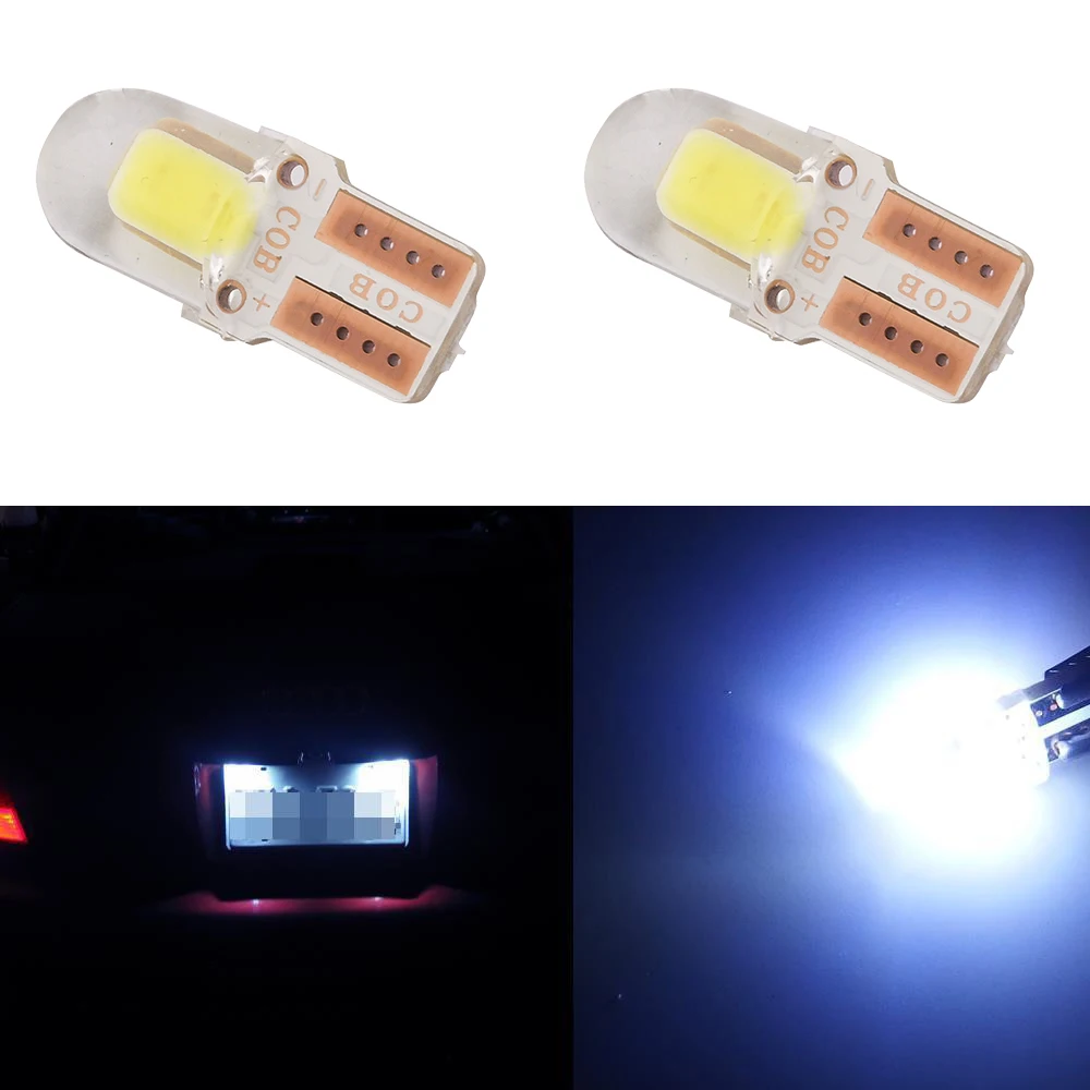 10pcs lampadine per auto bianco T10 LED W5W COB Canbus cruscotto luce targa in Silicone luce DC 12V indicatore di larghezza lampada