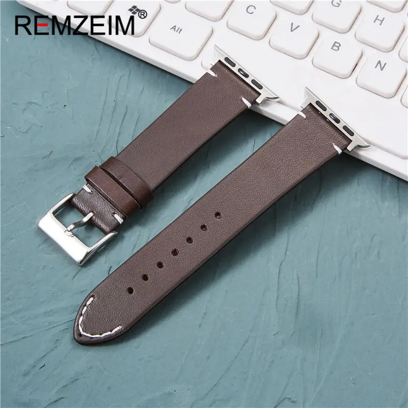 Genuine Leather Strap For Apple Watch Band 45mm 44mm For Apple Watch 7/4/5/6 38mm 40mm Replacement Bracelet For iwatch 3/2/1