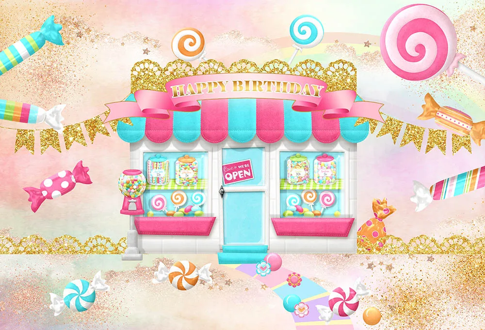 Mehofond-fondo fotográfico de tienda de dulces, piruleta, dulce Candyland, decoración para fiesta de cumpleaños de bebé, Fondo para sesión fotográfica
