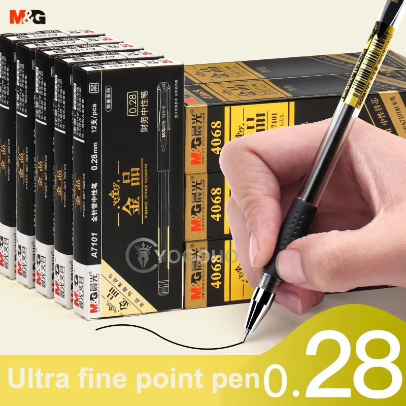 Hot Sell 12pcs/box M&G 0.28mm gel pen fine point ultra fine Gel pens with refills free shipping