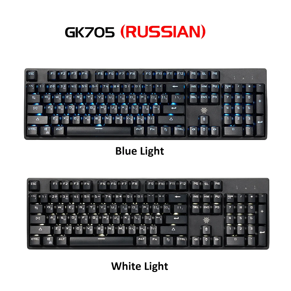 HEXGEARS GK705 기계식 키보드 RU/EN ABS 키 캡 104 키 Kailh 스위치 PC 용 핫 스왑 가능 전문 게임용 게이머 키보드 썸네일 2