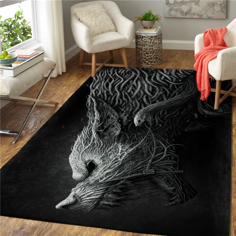 Wolf Tattoo 3D Printed Rugs Mat Rugs Anti-slip Large Rug Carpet Home Decoration Living Flannel Bedroom Non-slip Floor Rug