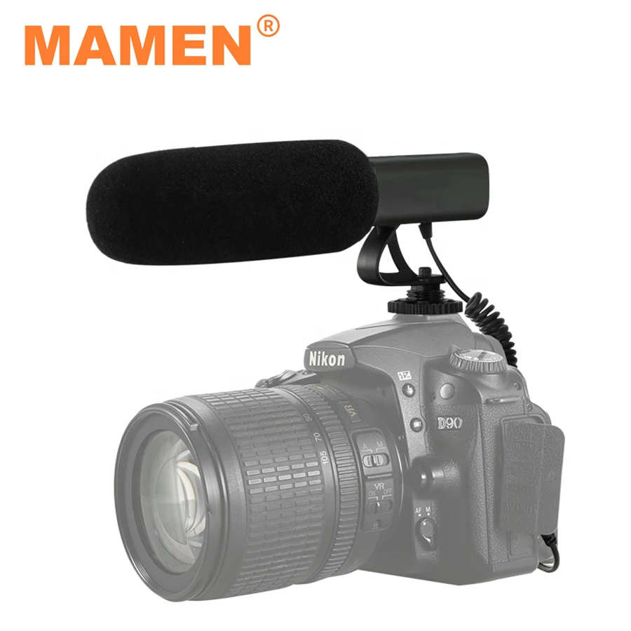 MAMEN New Shotgun Microphone With Shock Mount&Spring Cable For Canon Nikon SLR Camera Smartphone VLOG Video Recording Microphone