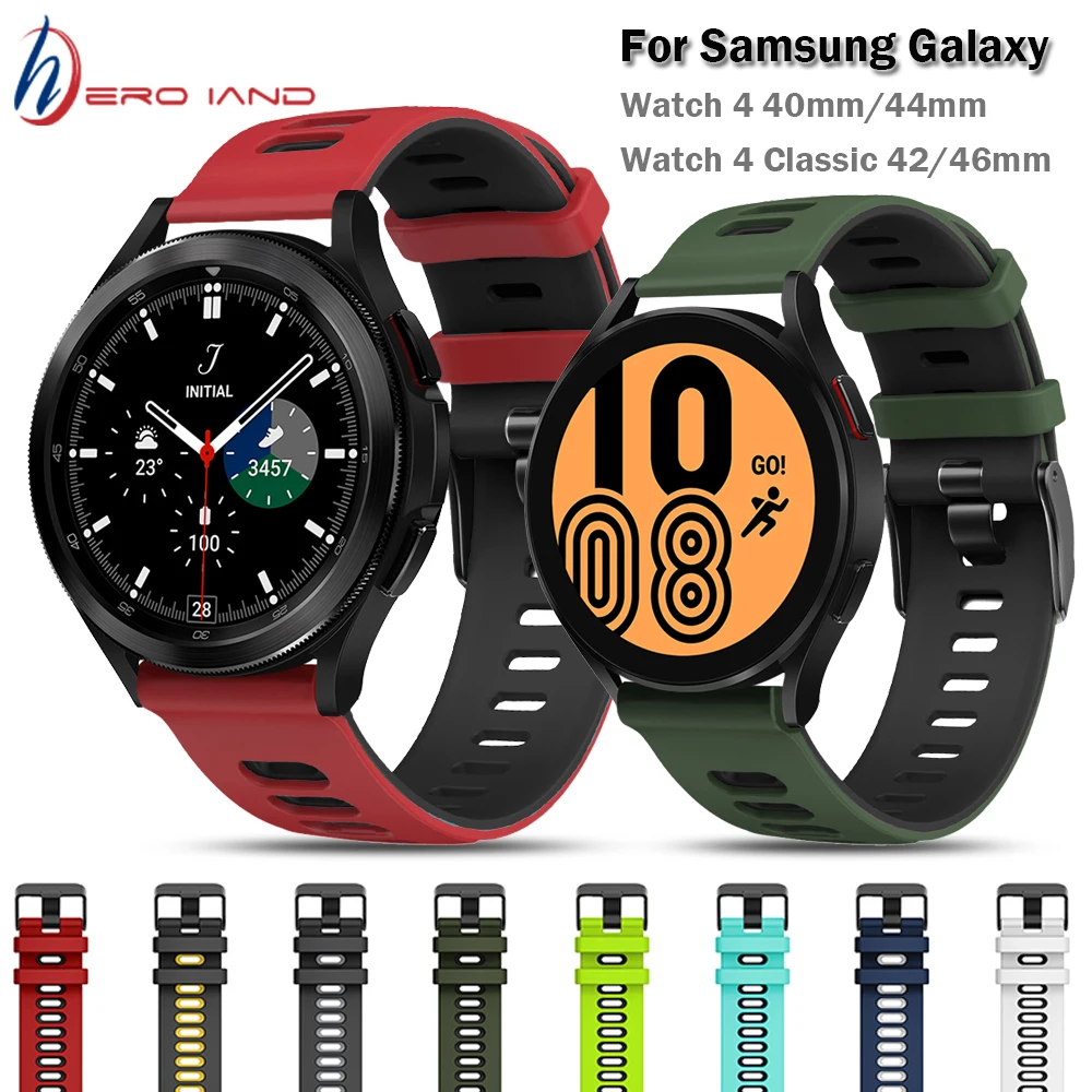 20mm Silicone Strap For Samsung Galaxy Watch 4 40 44MM / Watch 4 Classic 42 46mm Smart WatchBand Wristband Bracelet Correa Belt